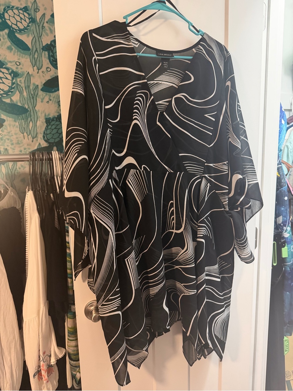 Lane Bryant white and black funky print dress